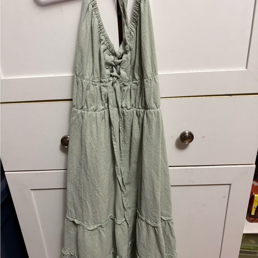 SHEIN Sage Green Halter Dress